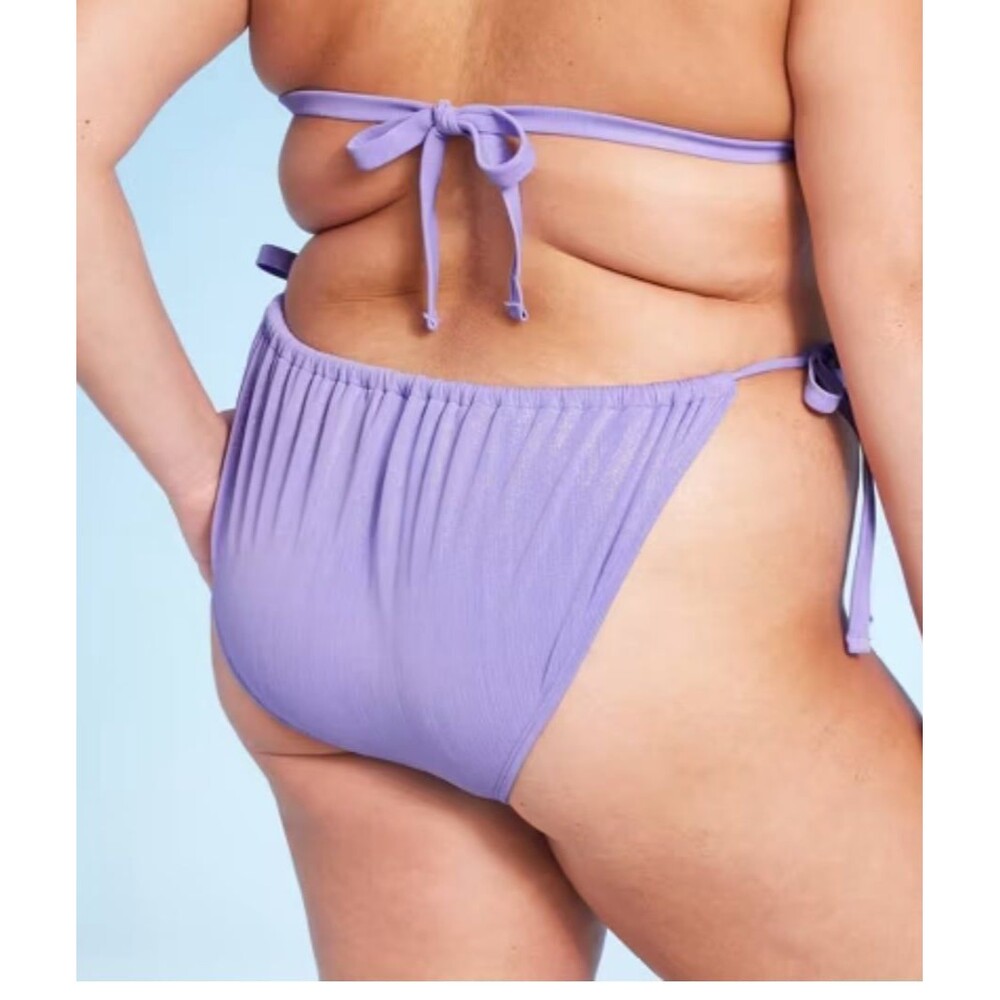 NWT Wild Fable Side-Tie Extra Cheeky High Leg Lurex Plisse Texture Bikini Bottom